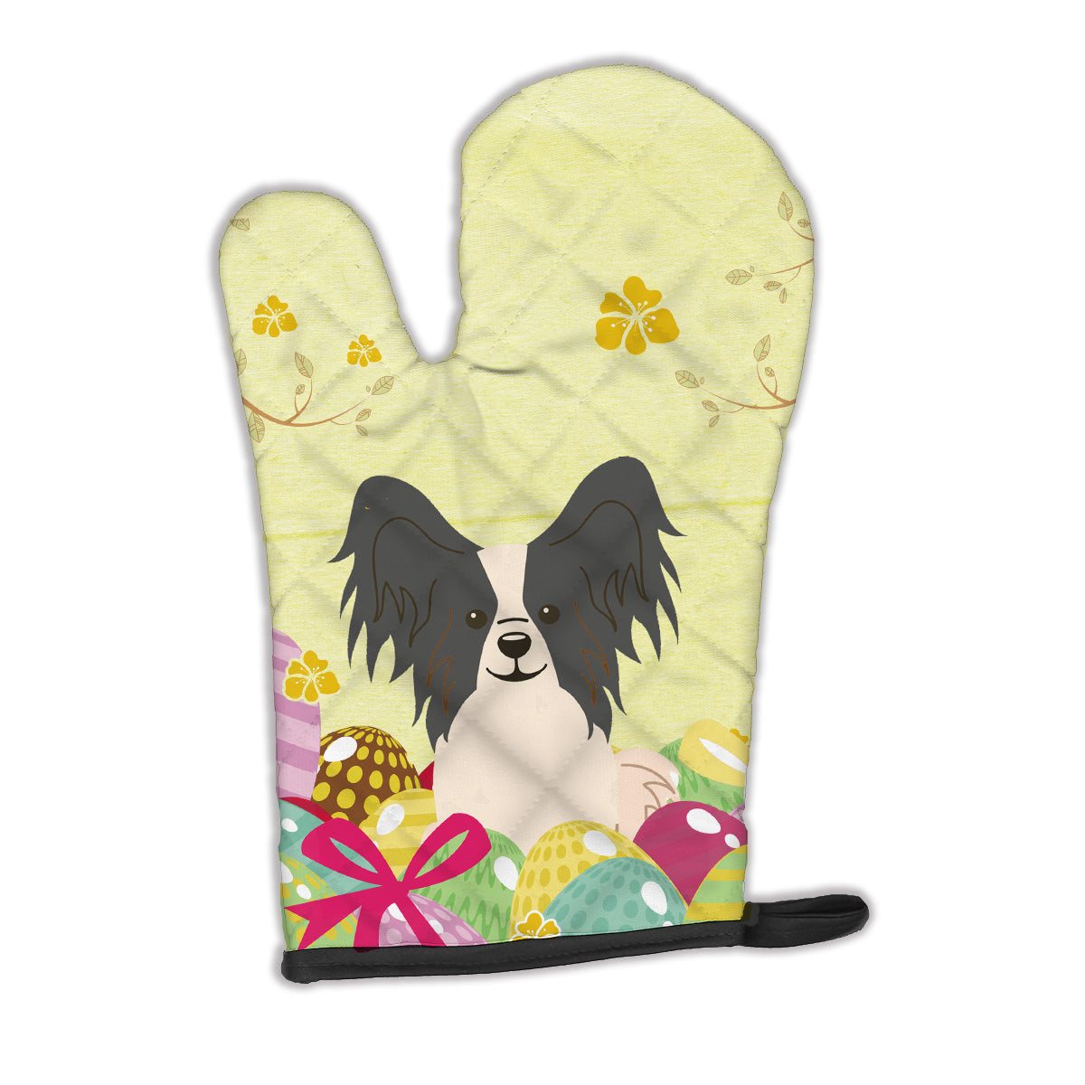 Easter Eggs Papillon Black White Oven Mitt BB6076OVMT  the-store.com.