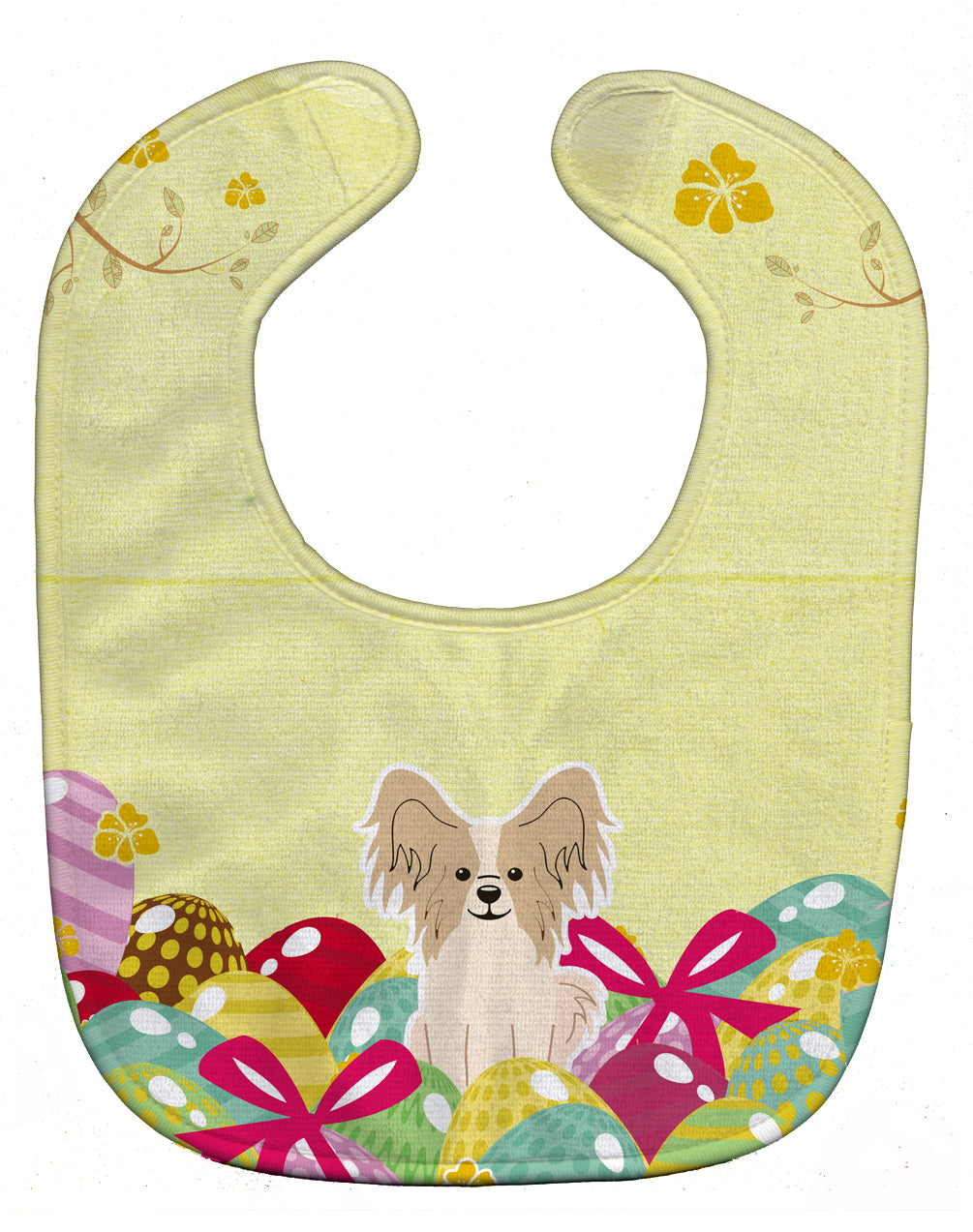 Easter Eggs Papillon Sable White Baby Bib BB6077BIB - the-store.com