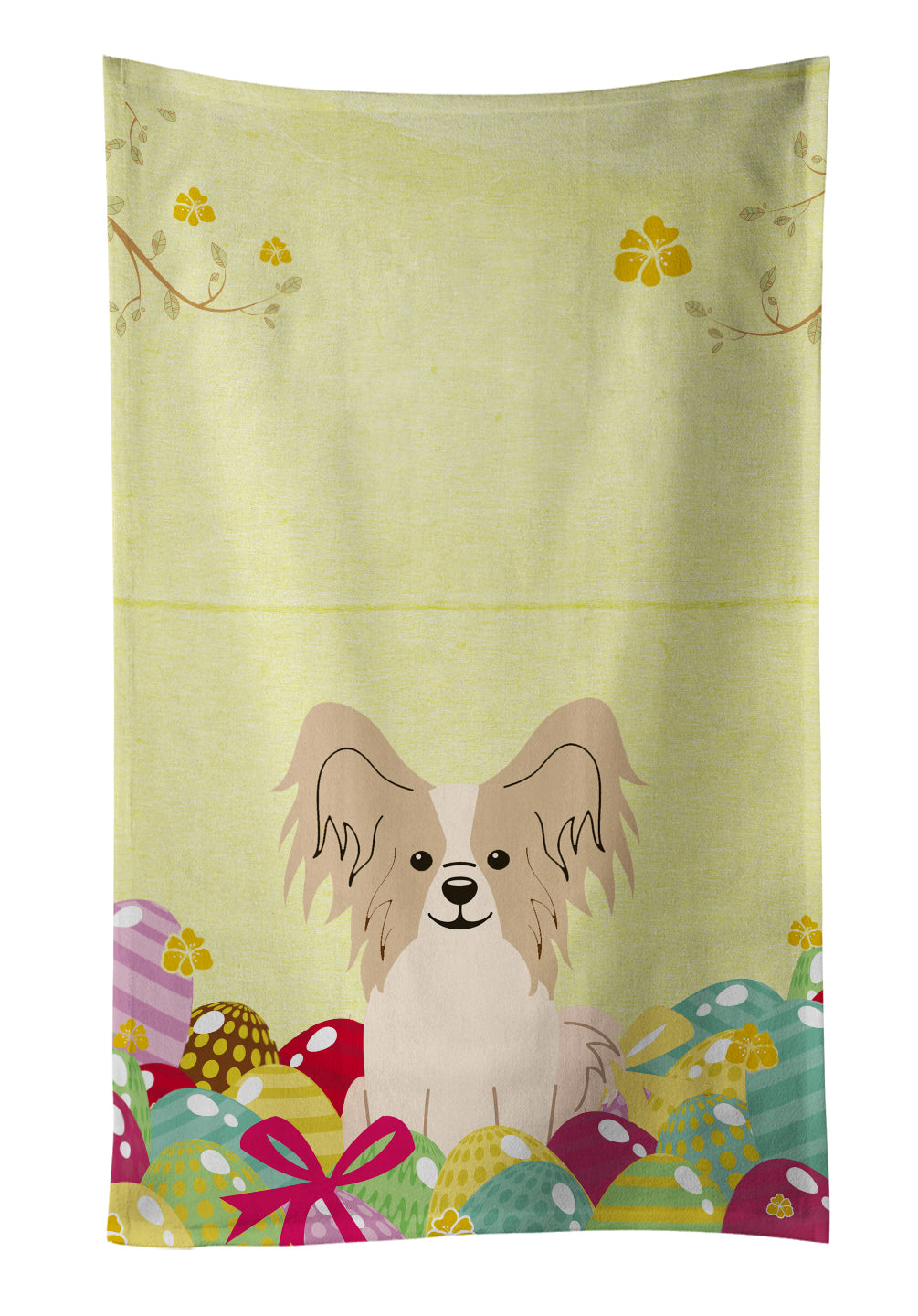 Easter Eggs Papillon Sable White Kitchen Towel BB6077KTWL - the-store.com