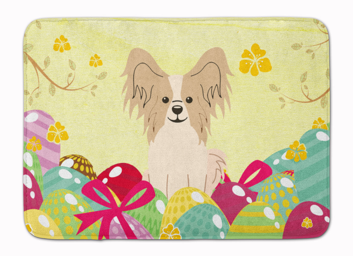 Easter Eggs Papillon Sable White Machine Washable Memory Foam Mat BB6077RUG - the-store.com