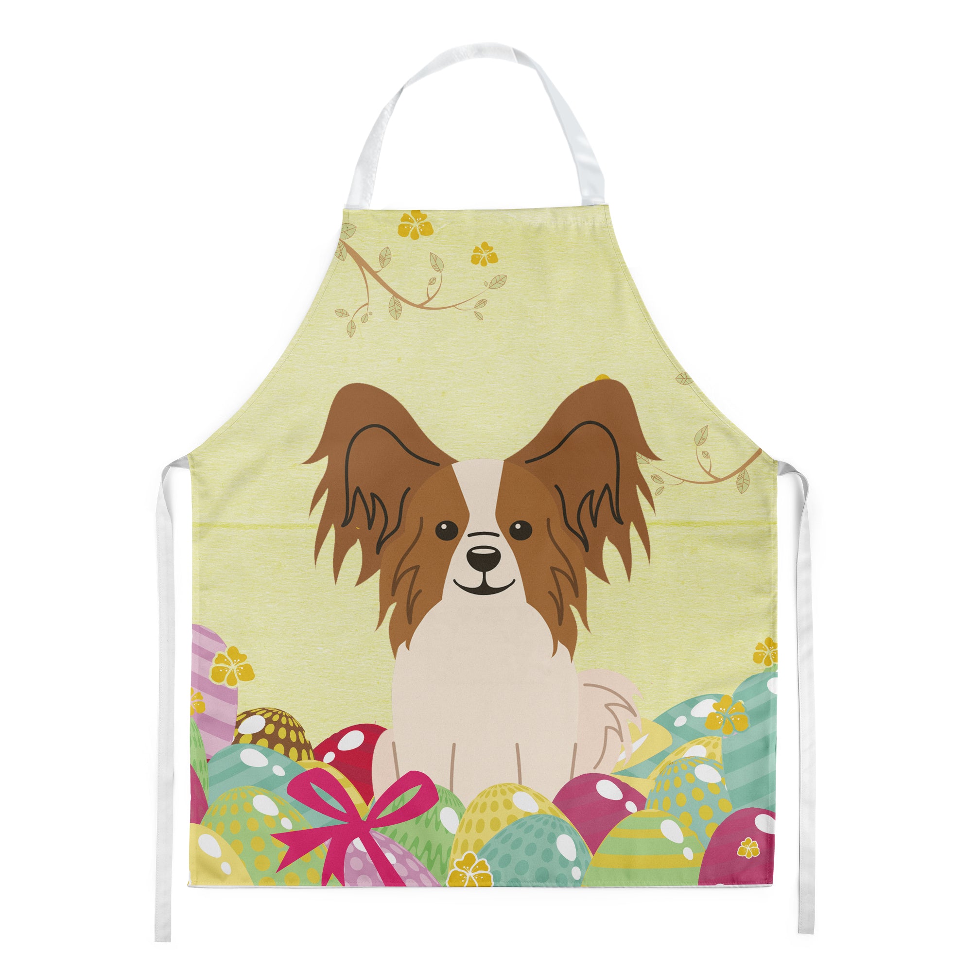 Easter Eggs Papillon Red White Apron BB6078APRON  the-store.com.