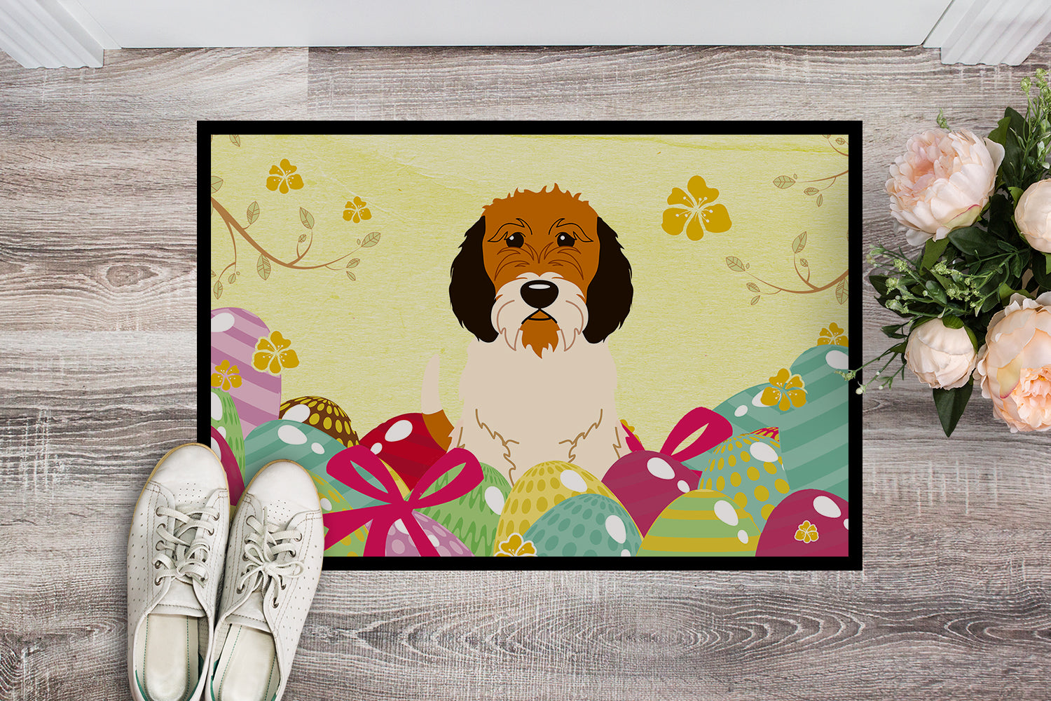 Easter Eggs Petit Basset Griffon Veenden Indoor or Outdoor Mat 18x27 BB6079MAT - the-store.com