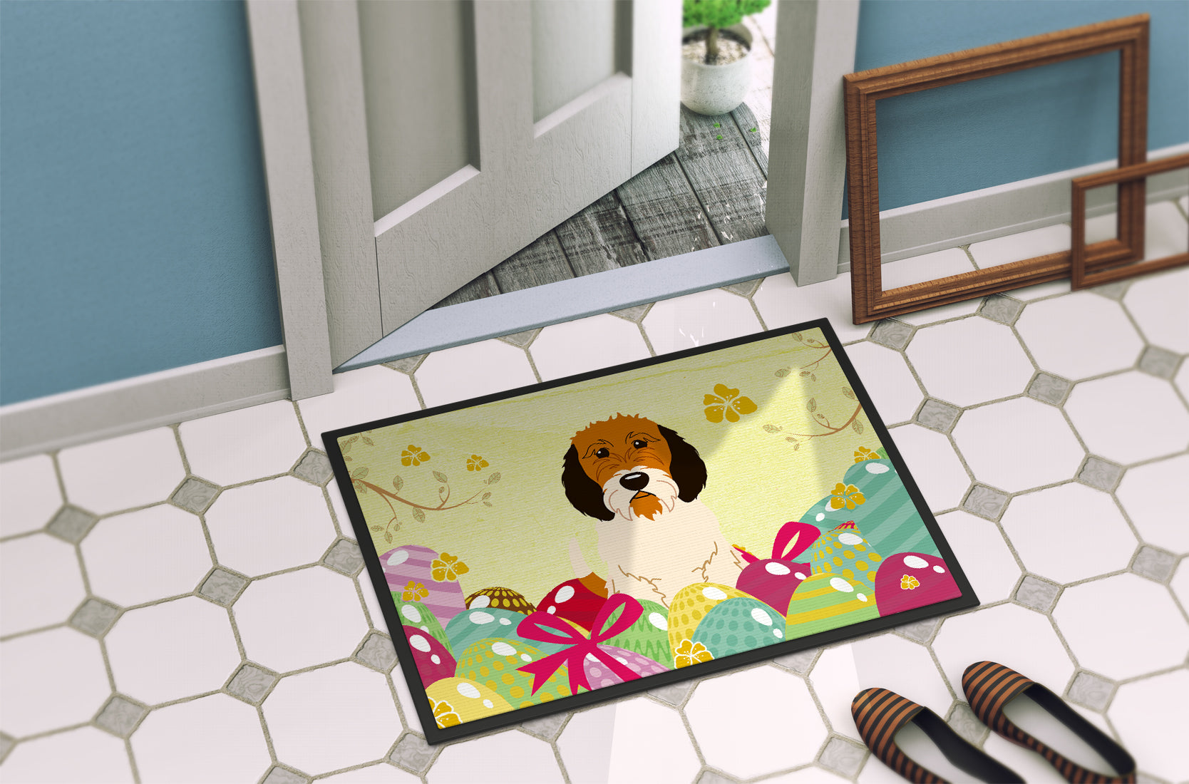 Easter Eggs Petit Basset Griffon Veenden Indoor or Outdoor Mat 18x27 BB6079MAT - the-store.com