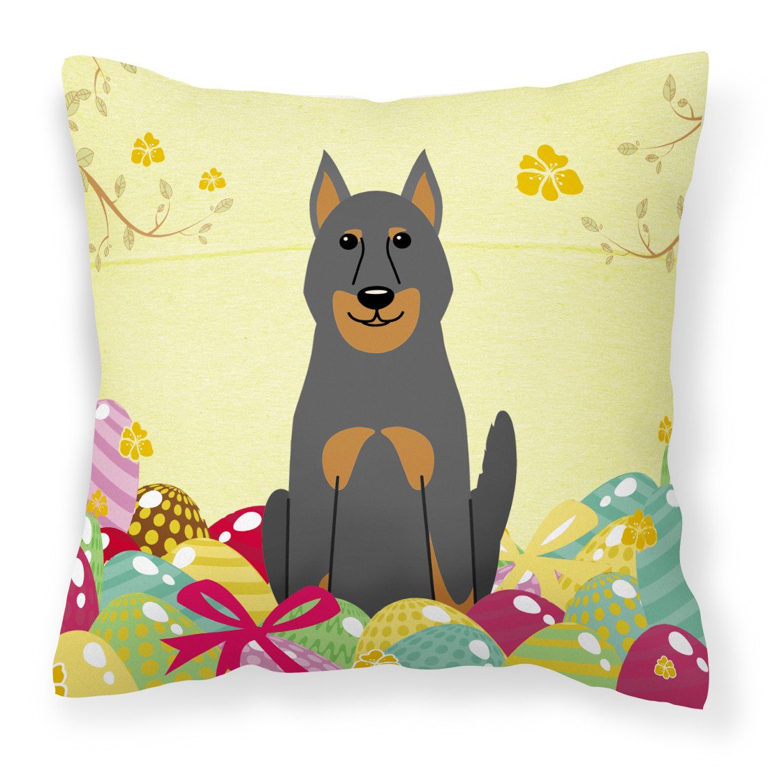 Easter Eggs Beauce Shepherd Dog Fabric Decorative Pillow BB6080PW1818 by Caroline's Treasures