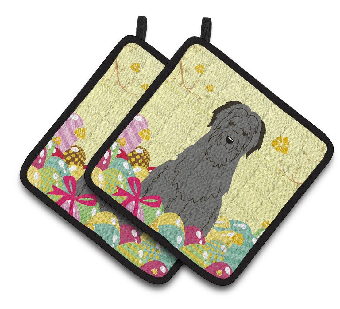 Easter Eggs Briard Black Pair of Pot Holders BB6081PTHD by Caroline's Treasures