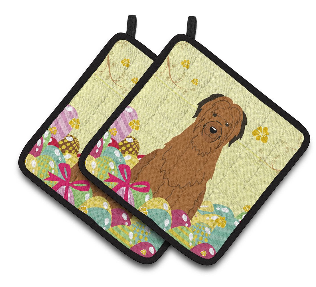 Easter Eggs Briard Brown Pair of Pot Holders BB6082PTHD by Caroline's Treasures