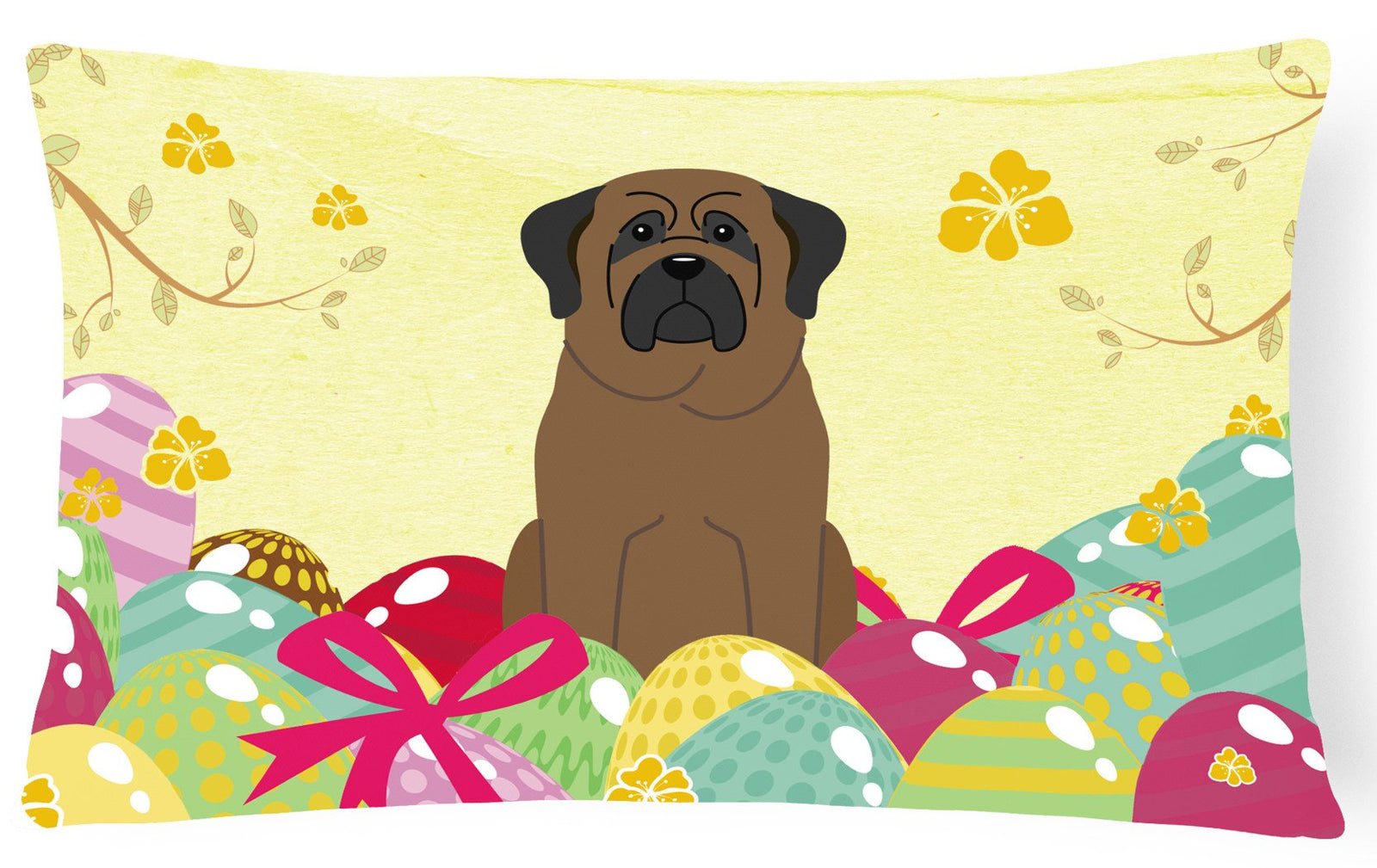 Easter Eggs Bullmastiff Canvas Fabric Decorative Pillow BB6084PW1216 by Caroline's Treasures