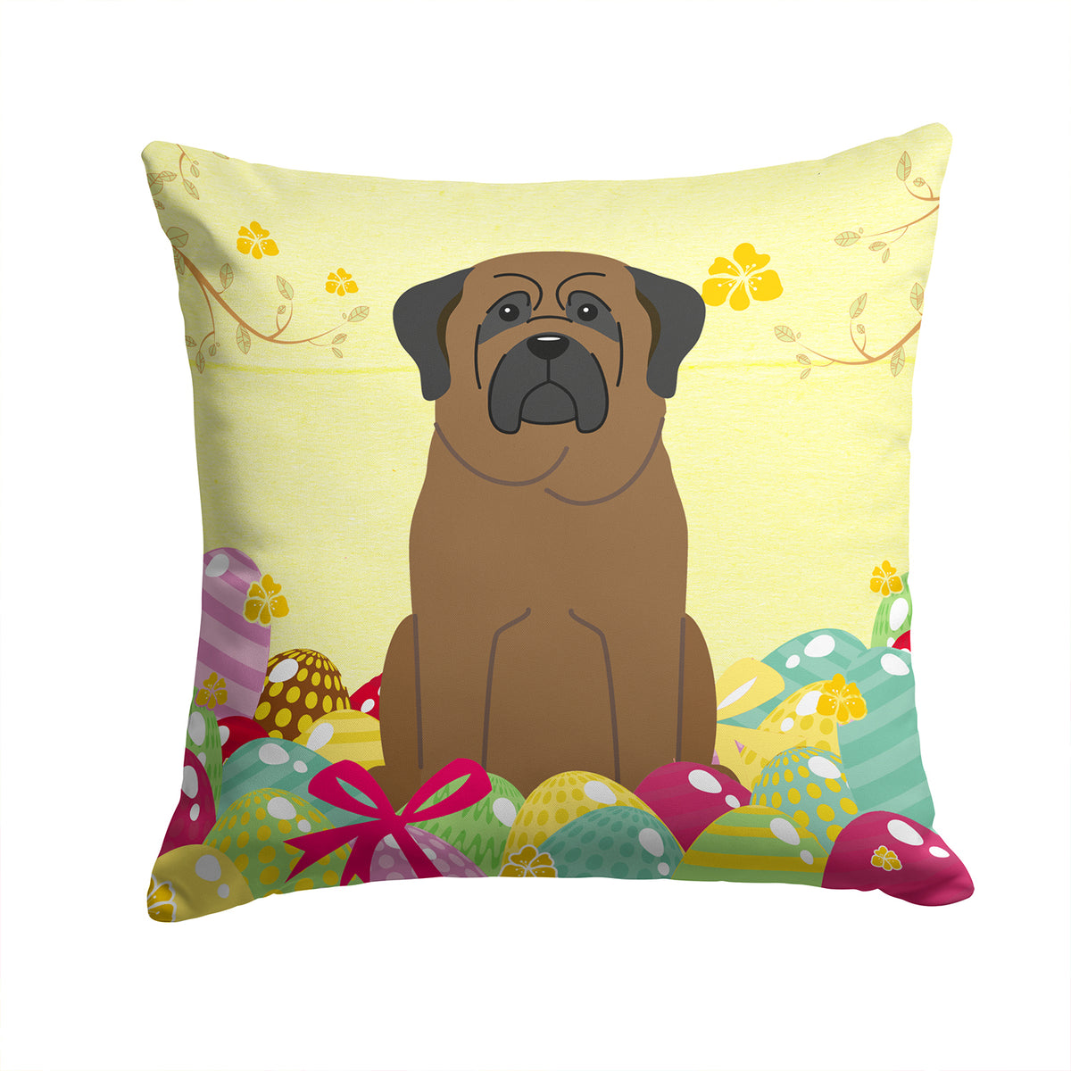 Easter Eggs Bullmastiff Fabric Decorative Pillow BB6084PW1414 - the-store.com