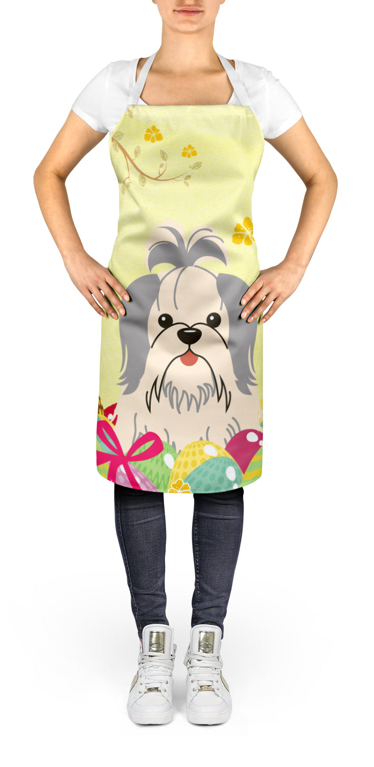 Easter Eggs Shih Tzu Silver White Apron BB6085APRON  the-store.com.