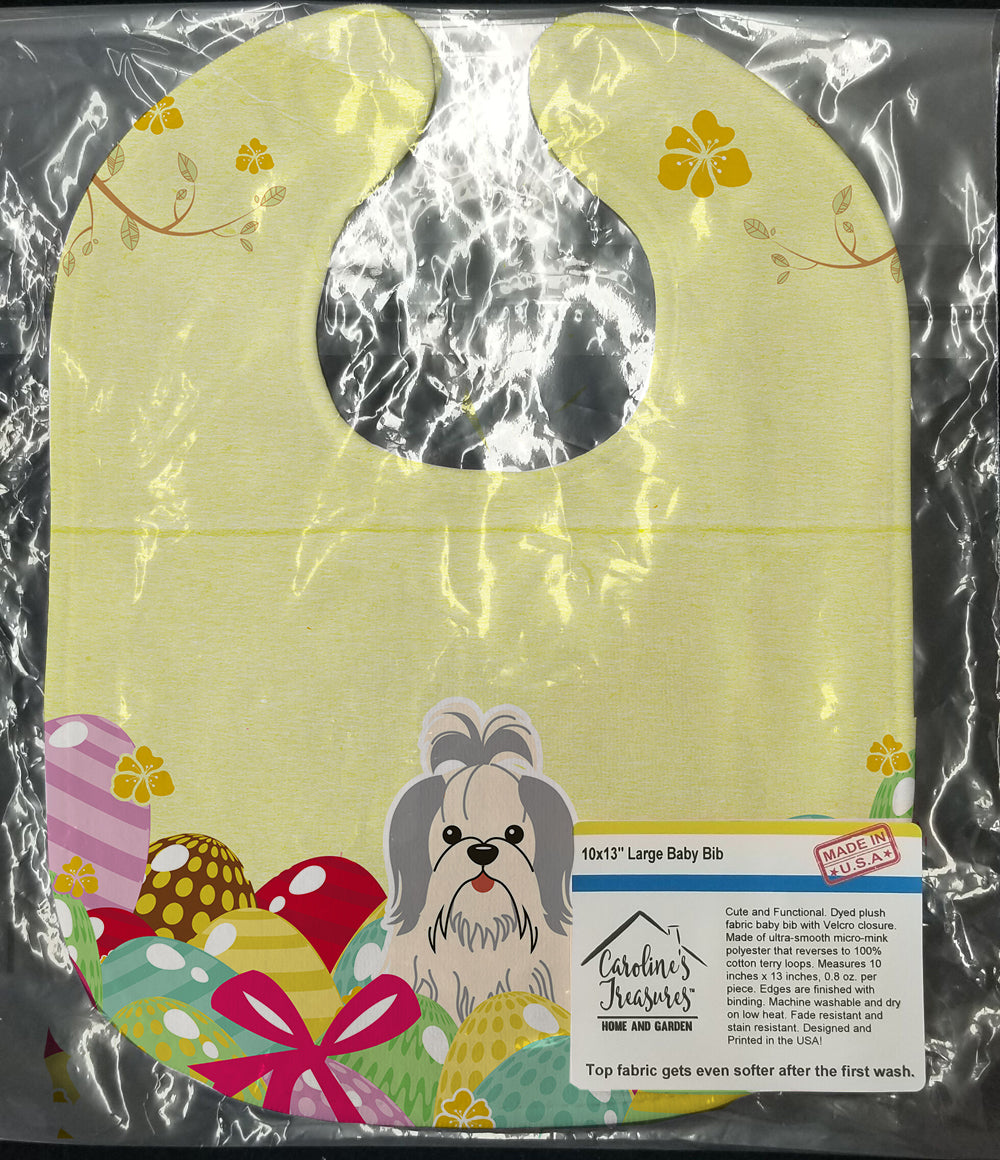 Easter Eggs Shih Tzu Silver White Baby Bib BB6085BIB - the-store.com