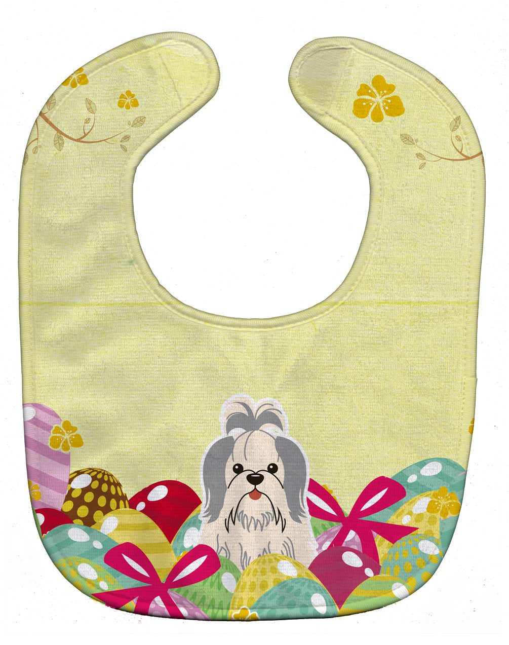 Easter Eggs Shih Tzu Silver White Baby Bib BB6085BIB - the-store.com