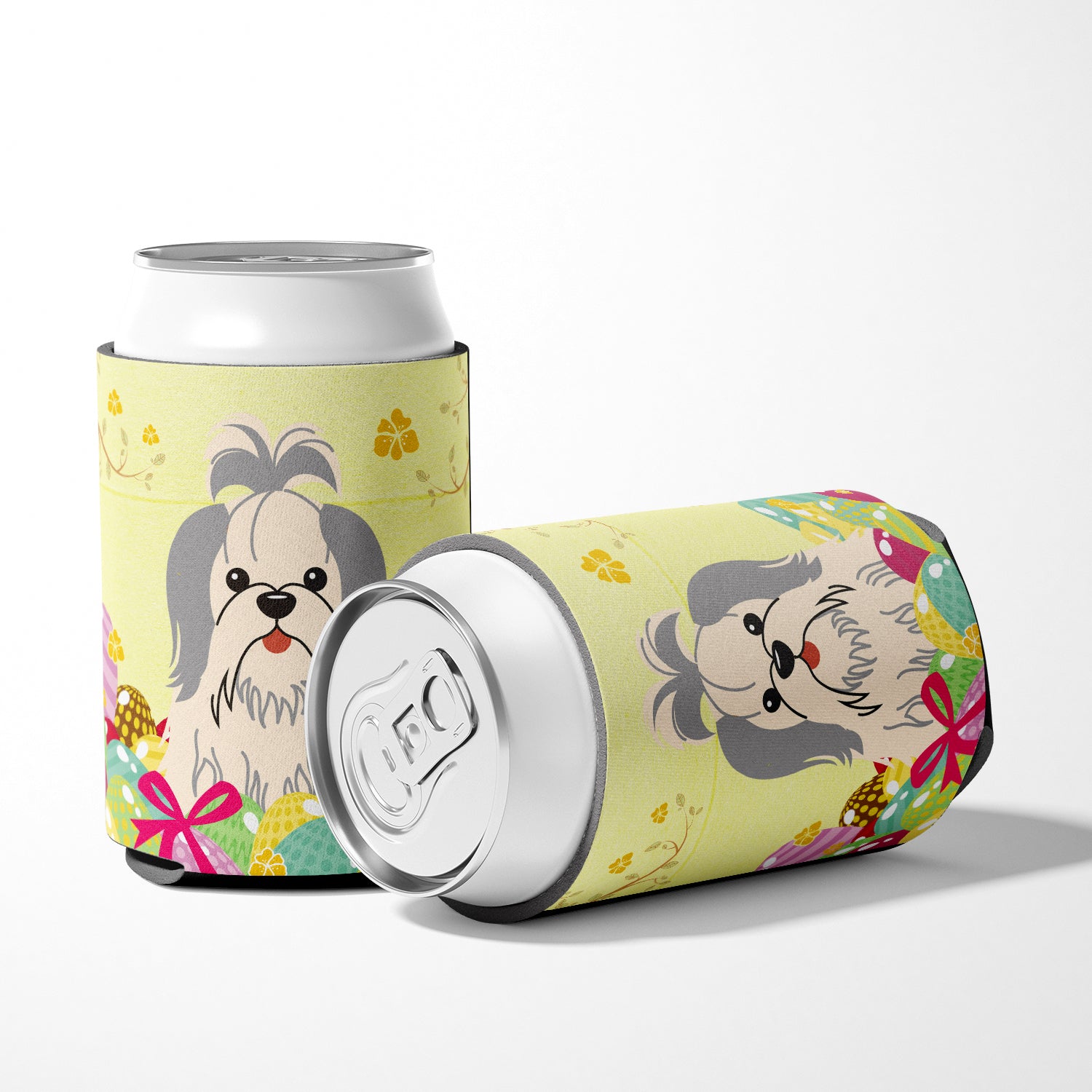 Easter Eggs Shih Tzu Silver White Can or Bottle Hugger BB6085CC  the-store.com.