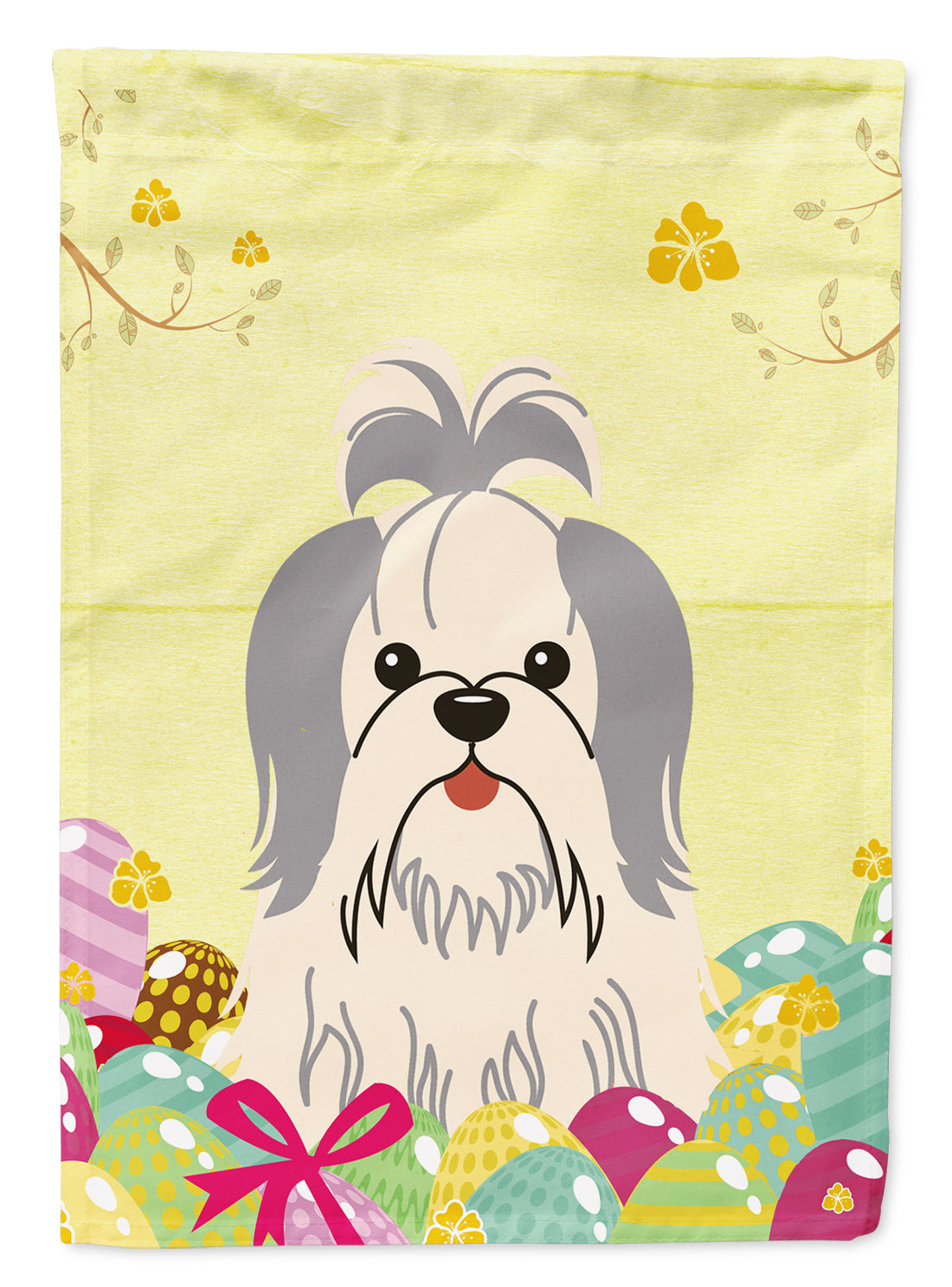 Easter Eggs Shih Tzu Silver White Flag Garden Size BB6085GF  the-store.com.