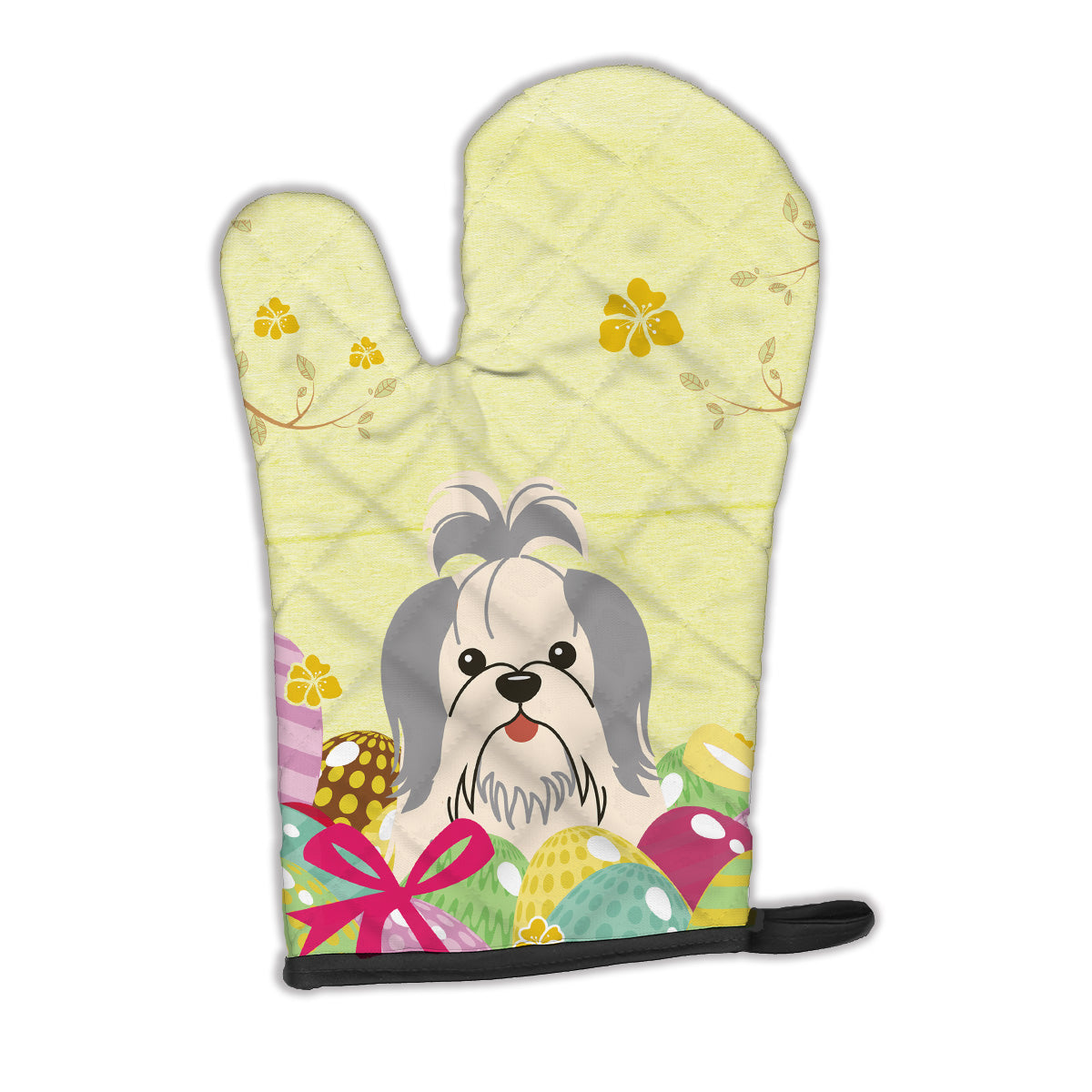 Easter Eggs Shih Tzu Silver White Oven Mitt BB6085OVMT  the-store.com.