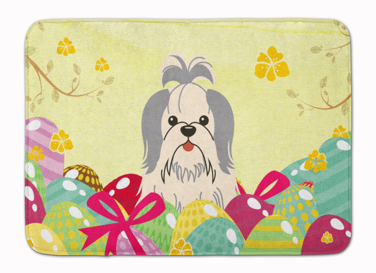 Easter Eggs Shih Tzu Silver White Machine Washable Memory Foam Mat BB6085RUG - the-store.com