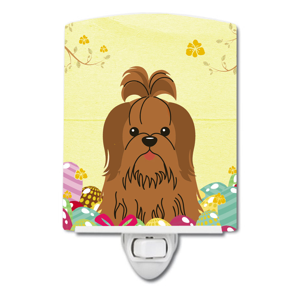 Easter Eggs Shih Tzu Silver Chocolate Ceramic Night Light BB6086CNL - the-store.com