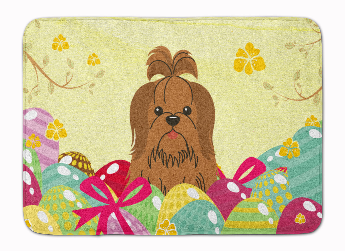 Easter Eggs Shih Tzu Silver Chocolate Machine Washable Memory Foam Mat BB6086RUG - the-store.com