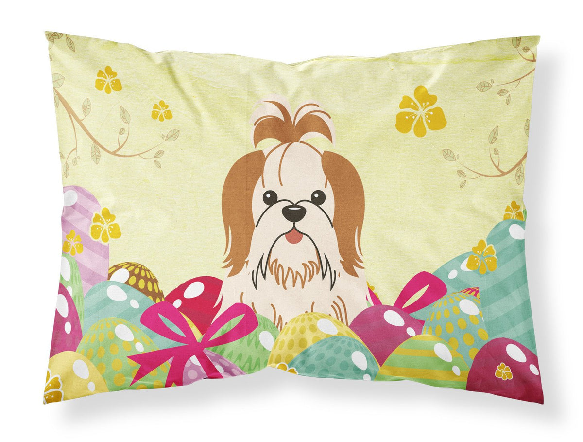 Easter Eggs Shih Tzu Red White Fabric Standard Pillowcase BB6087PILLOWCASE by Caroline&#39;s Treasures