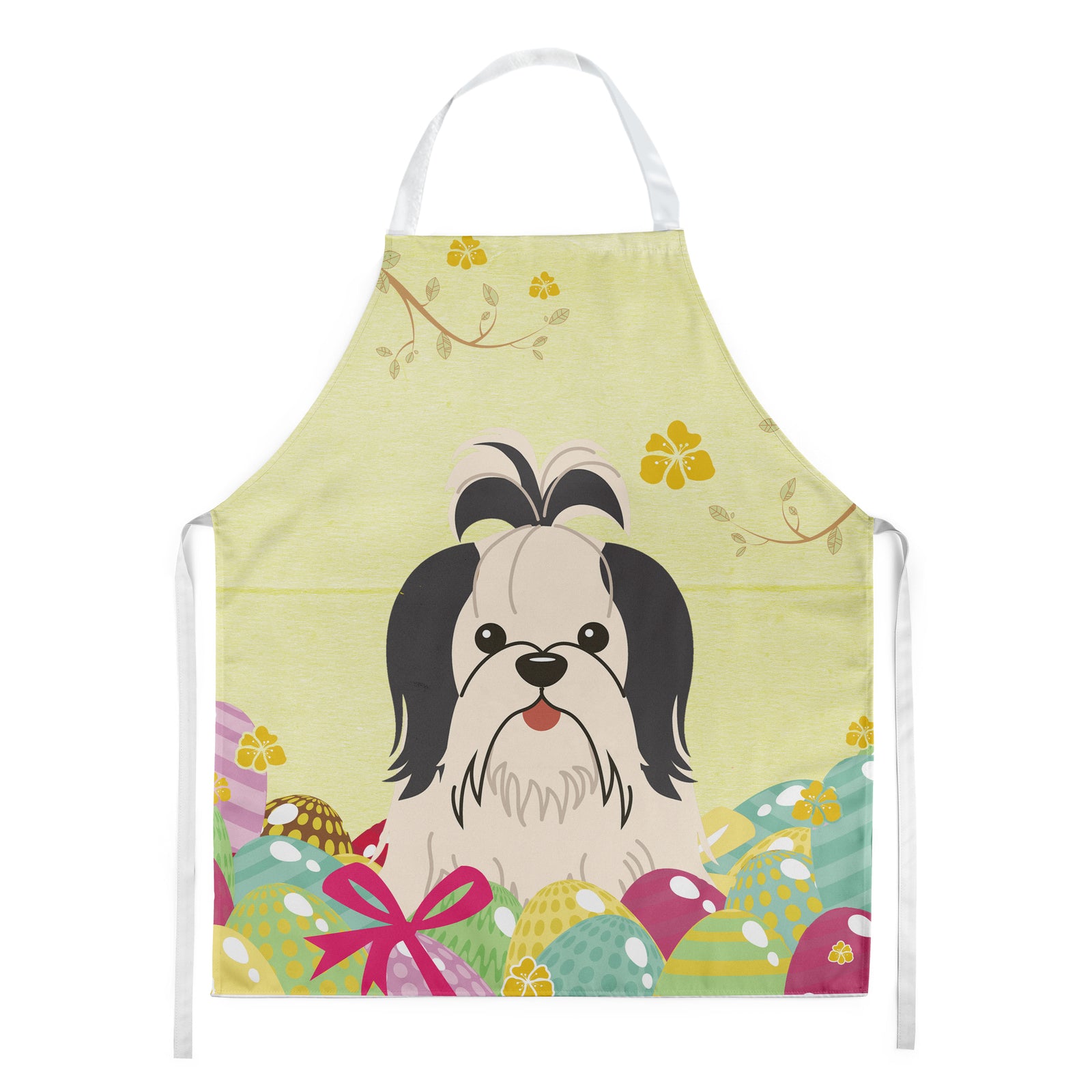 Easter Eggs Shih Tzu Black White Apron BB6088APRON  the-store.com.