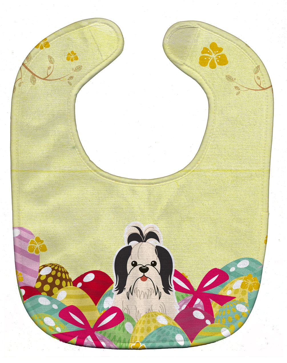 Easter Eggs Shih Tzu Black White Baby Bib BB6088BIB - the-store.com