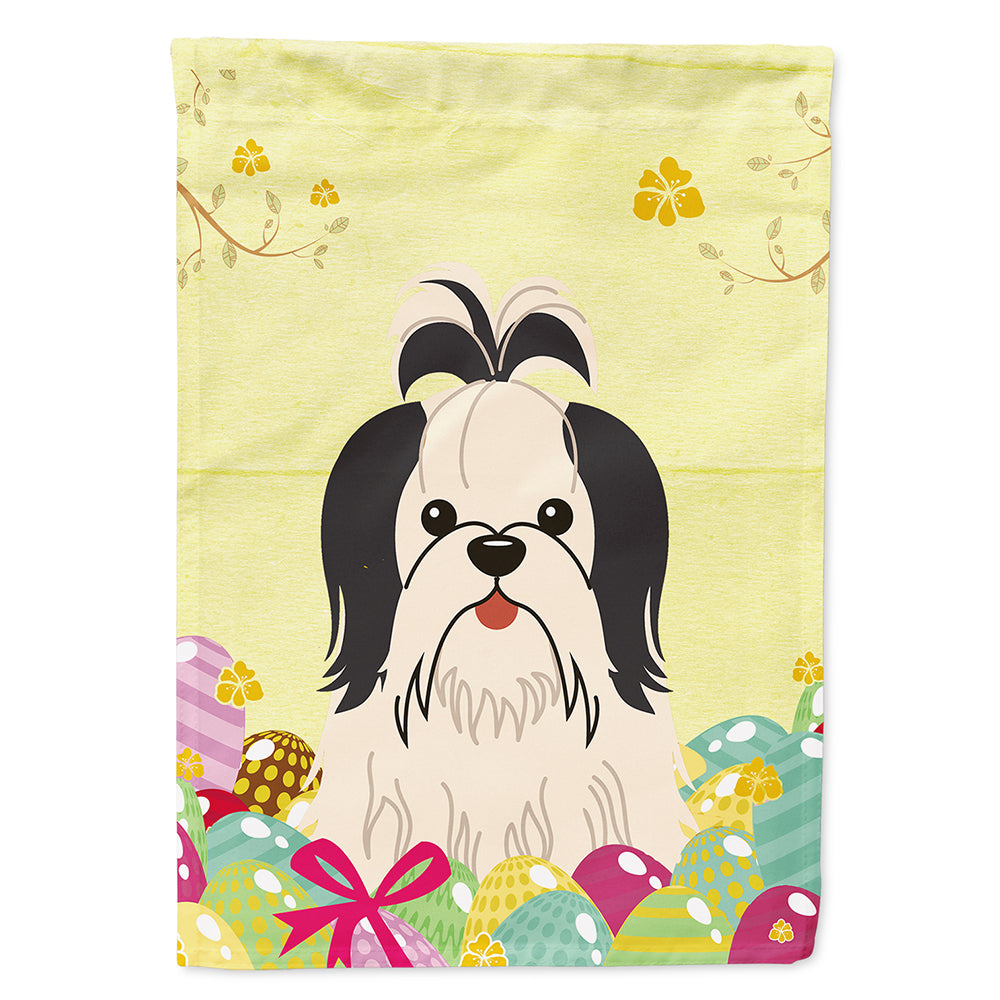 Easter Eggs Shih Tzu Black White Flag Canvas House Size BB6088CHF  the-store.com.