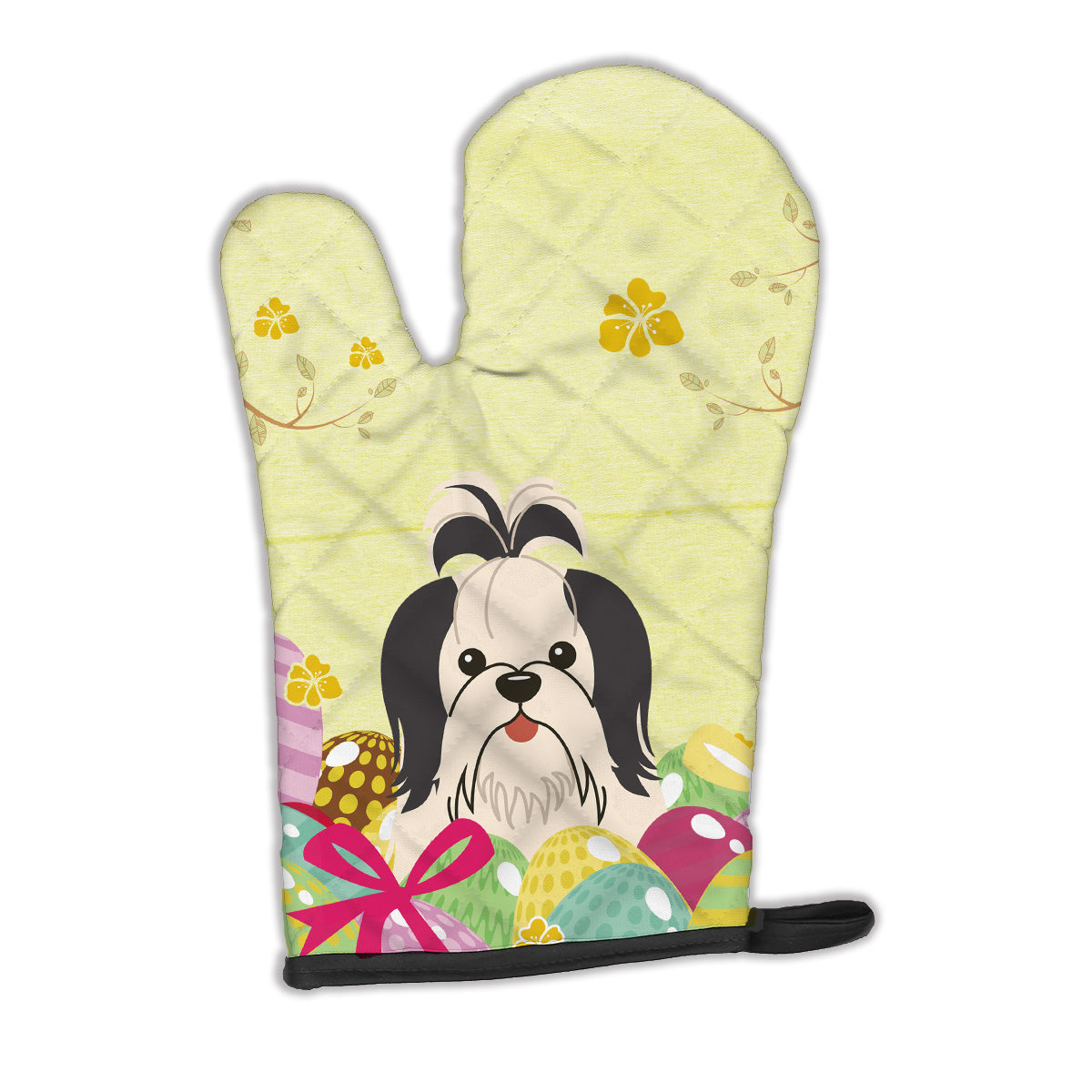 Easter Eggs Shih Tzu Black White Oven Mitt BB6088OVMT  the-store.com.