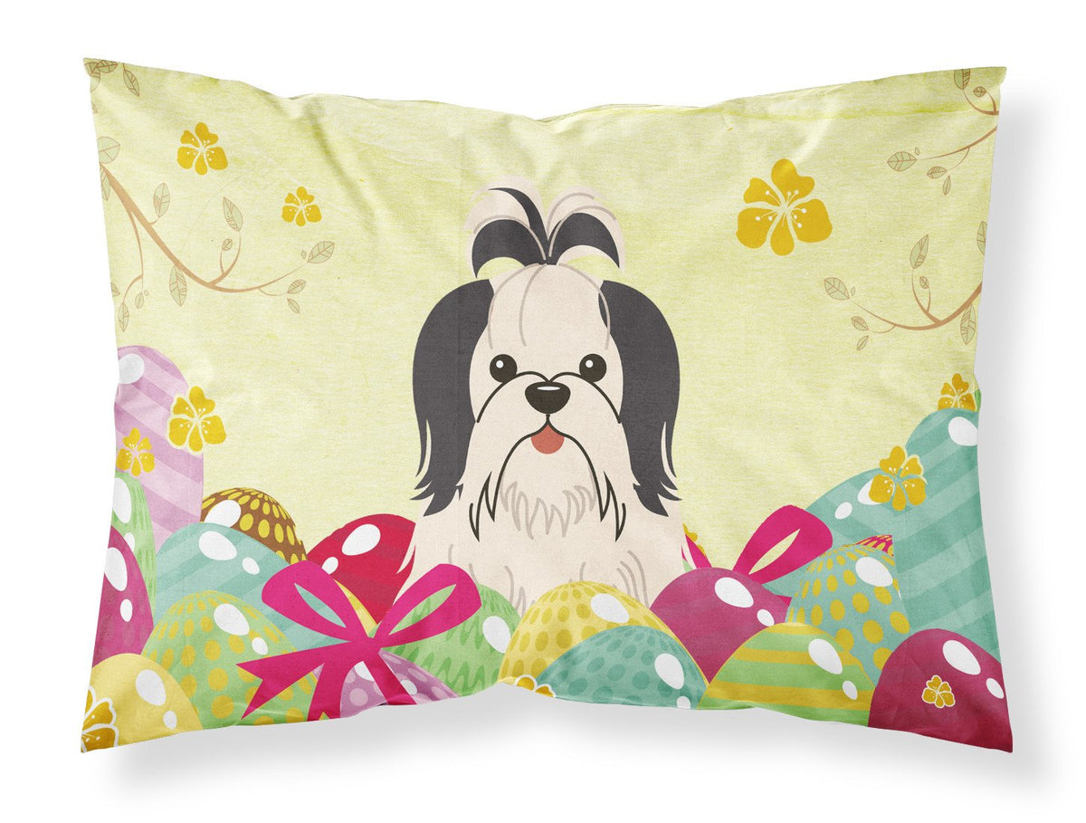 Easter Eggs Shih Tzu Black White Fabric Standard Pillowcase BB6088PILLOWCASE by Caroline&#39;s Treasures