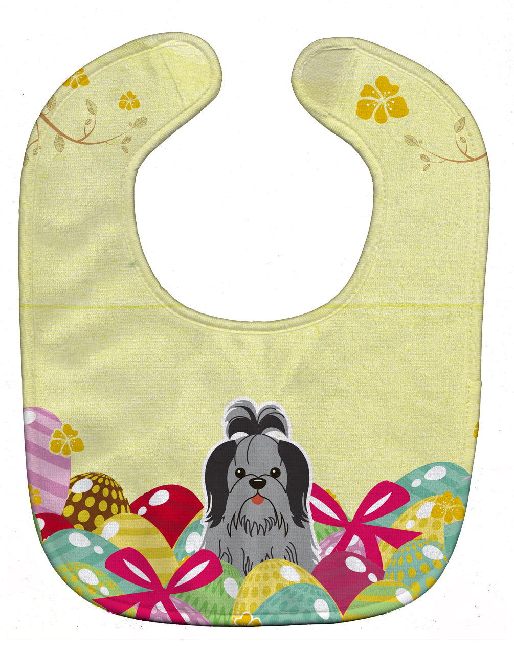 Easter Eggs Shih Tzu Black Silver Baby Bib BB6089BIB - the-store.com