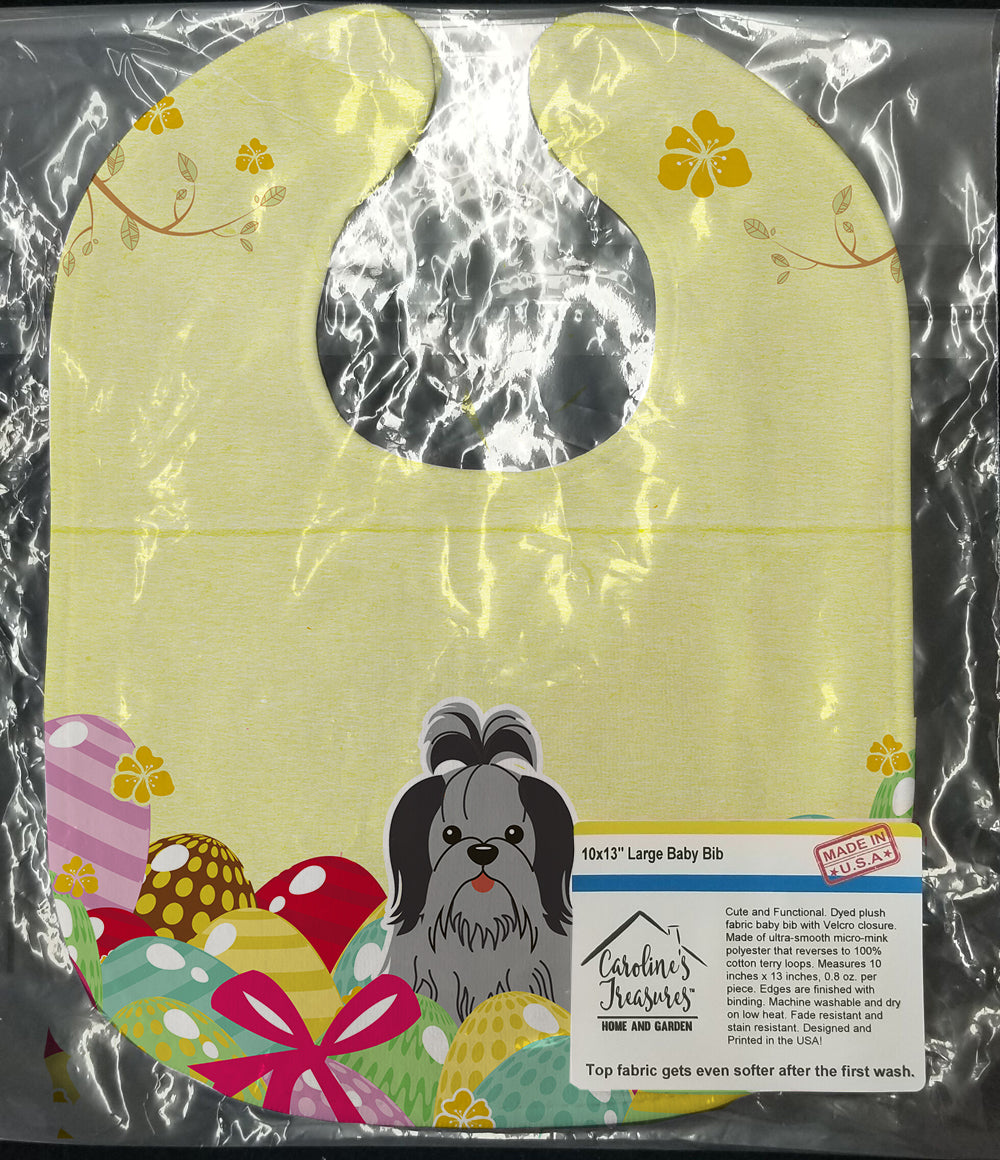 Easter Eggs Shih Tzu Black Silver Baby Bib BB6089BIB - the-store.com