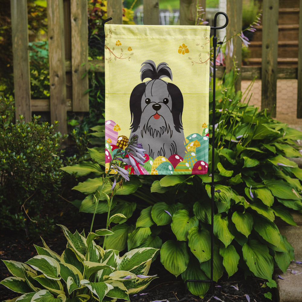 Easter Eggs Shih Tzu Black Silver Flag Garden Size BB6089GF  the-store.com.