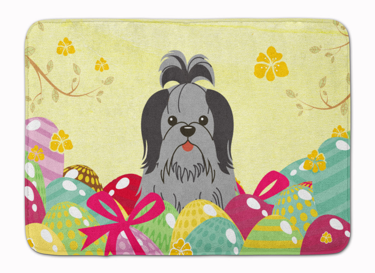 Easter Eggs Shih Tzu Black Silver Machine Washable Memory Foam Mat BB6089RUG - the-store.com