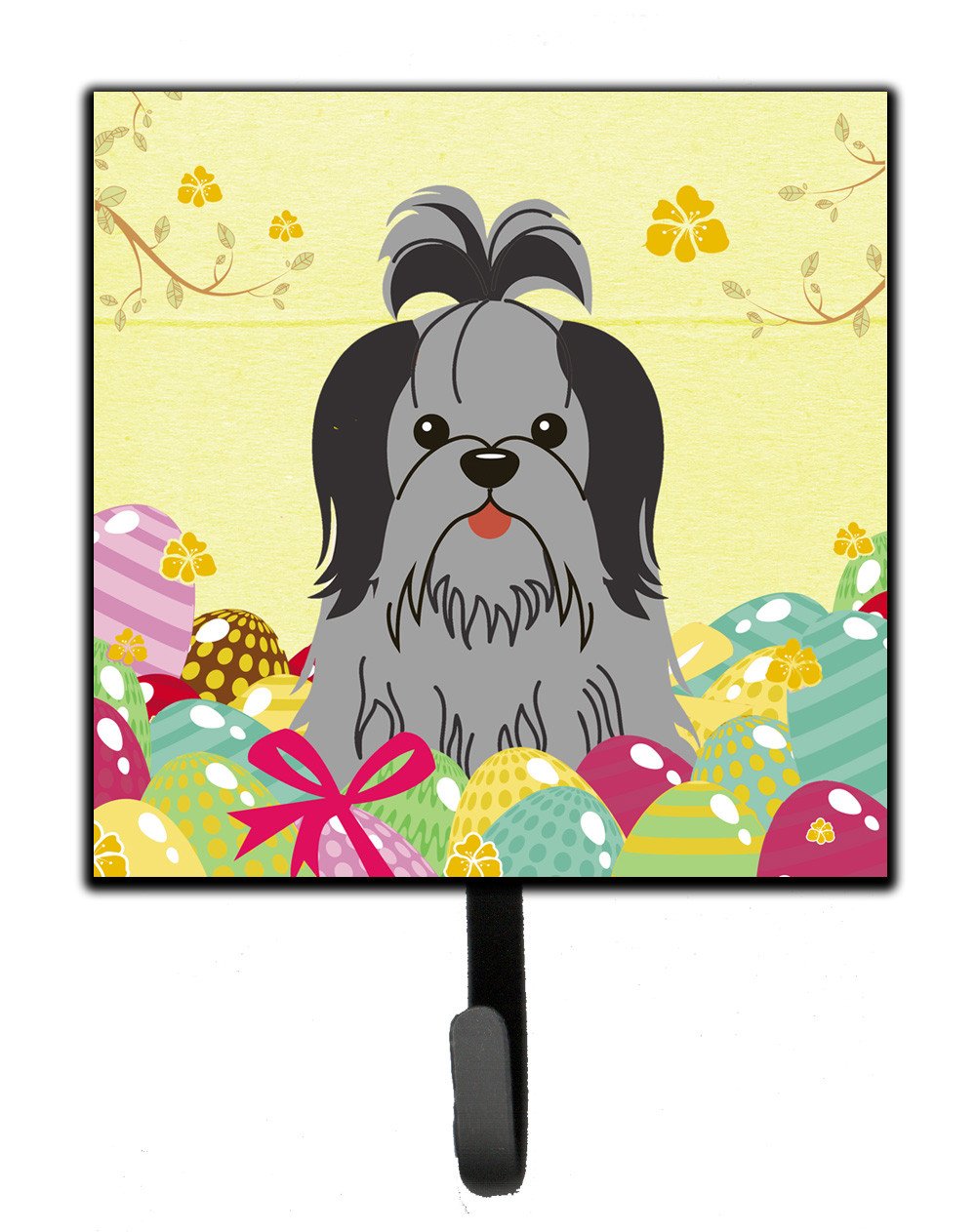 Easter Eggs Shih Tzu Black Silver Leash or Key Holder BB6089SH4 by Caroline's Treasures