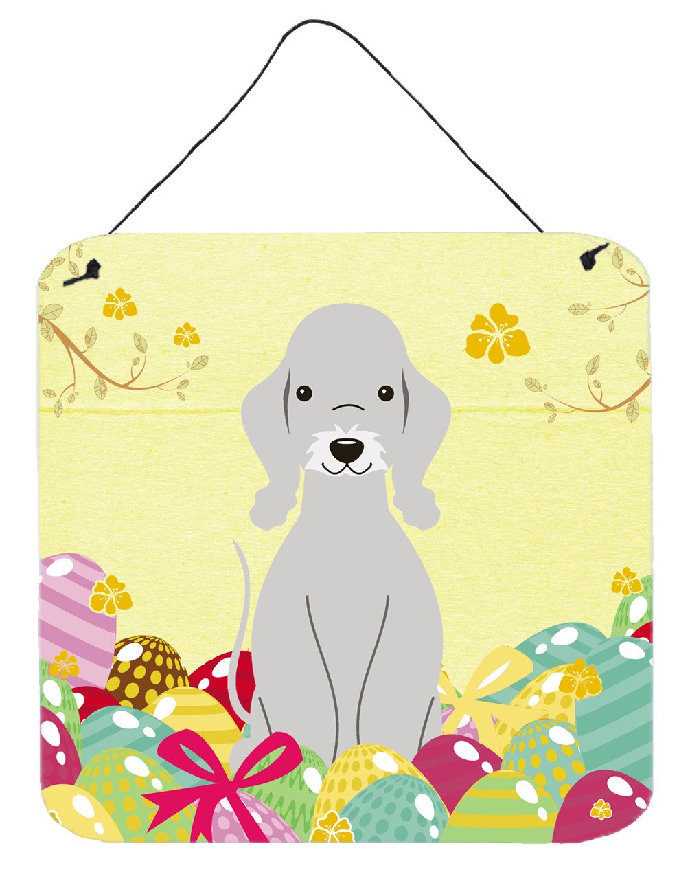 Easter Eggs Bedlington Terrier Blue Wall or Door Hanging Prints BB6090DS66 by Caroline&#39;s Treasures