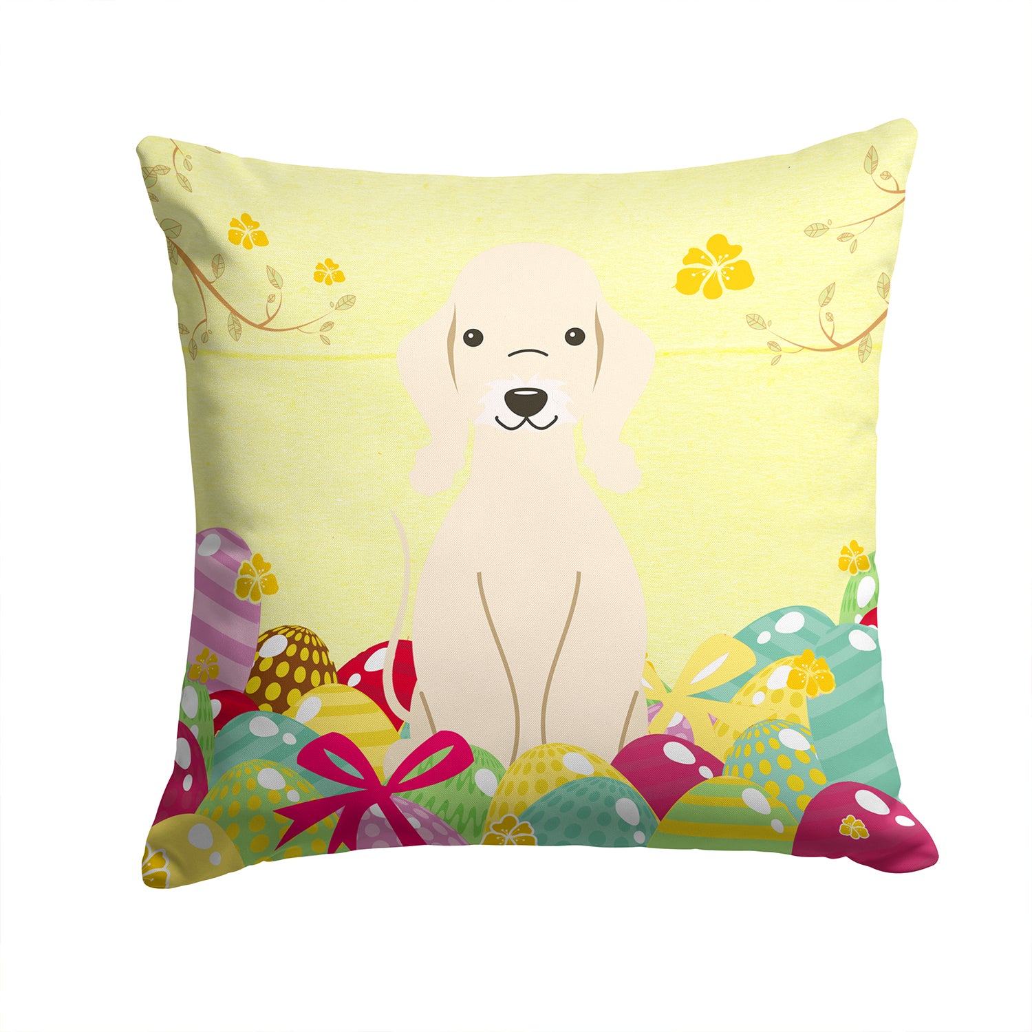 Easter Eggs Bedlington Terrier Sandy Fabric Decorative Pillow BB6091PW1414 - the-store.com