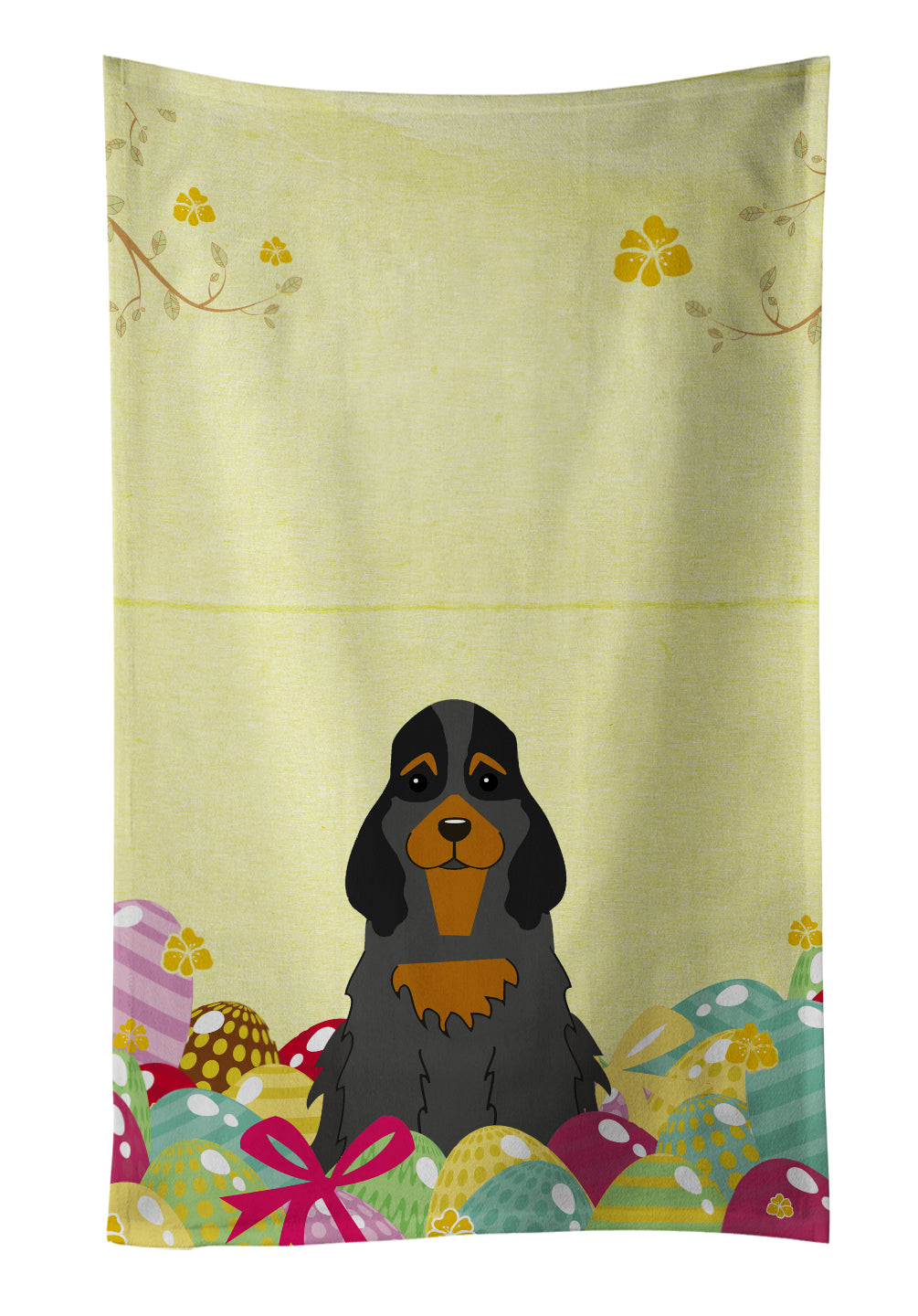 Easter Eggs Cocker Spaniel Black Tan Kitchen Towel BB6093KTWL - the-store.com