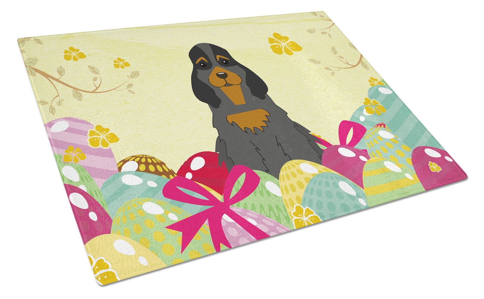 Easter Eggs Cocker Spaniel Black Tan Glass Cutting Board Large BB6093LCB by Caroline's Treasures