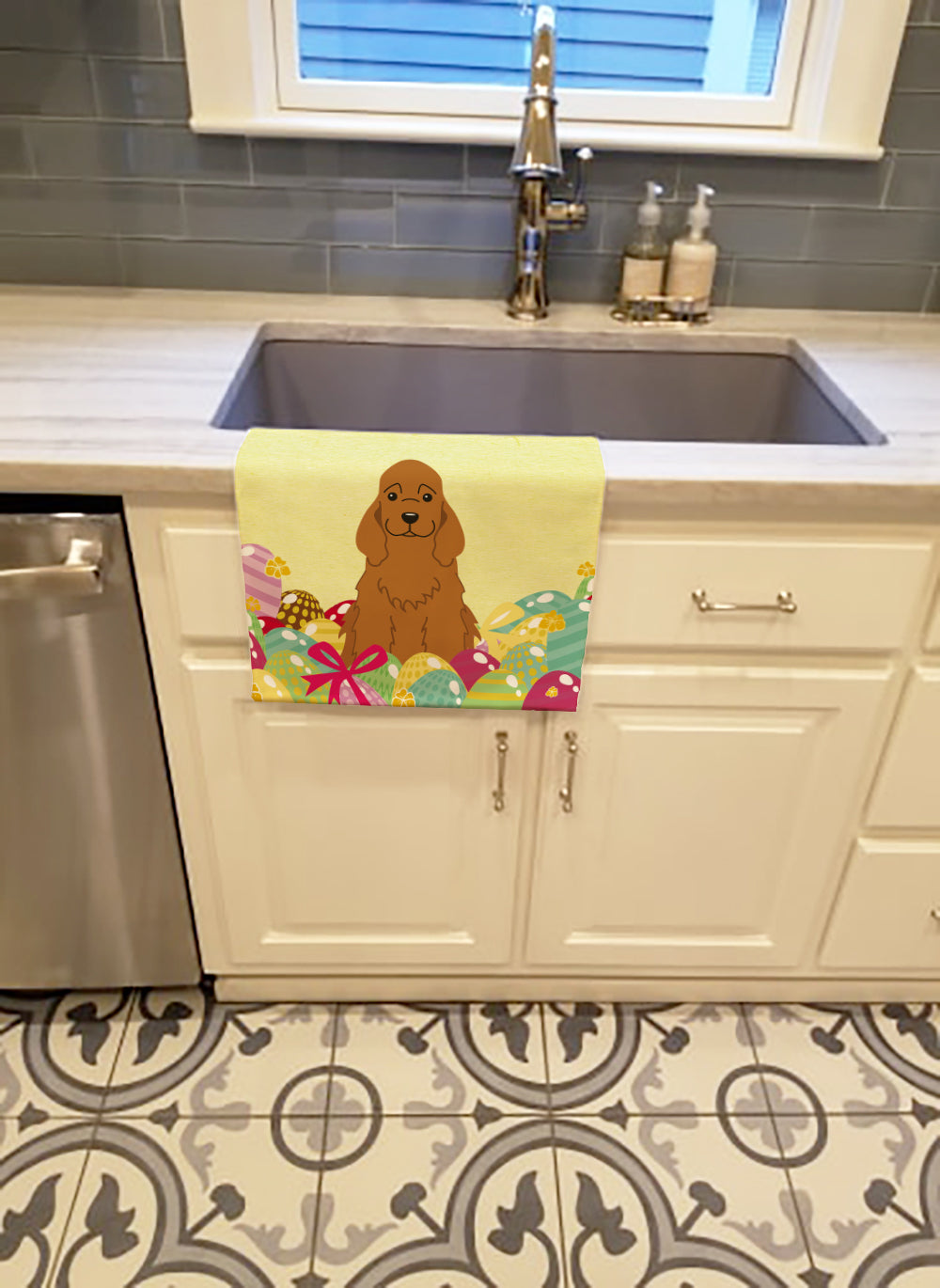 Easter Eggs Cocker Spaniel Red Kitchen Towel BB6095KTWL - the-store.com