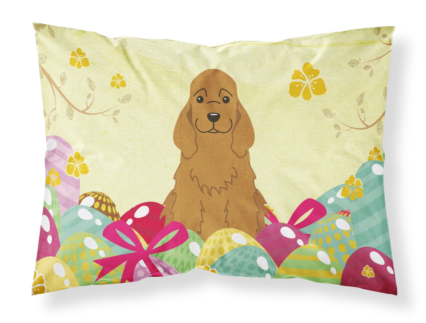 Easter Eggs Cocker Spaniel Red Fabric Standard Pillowcase BB6095PILLOWCASE by Caroline's Treasures