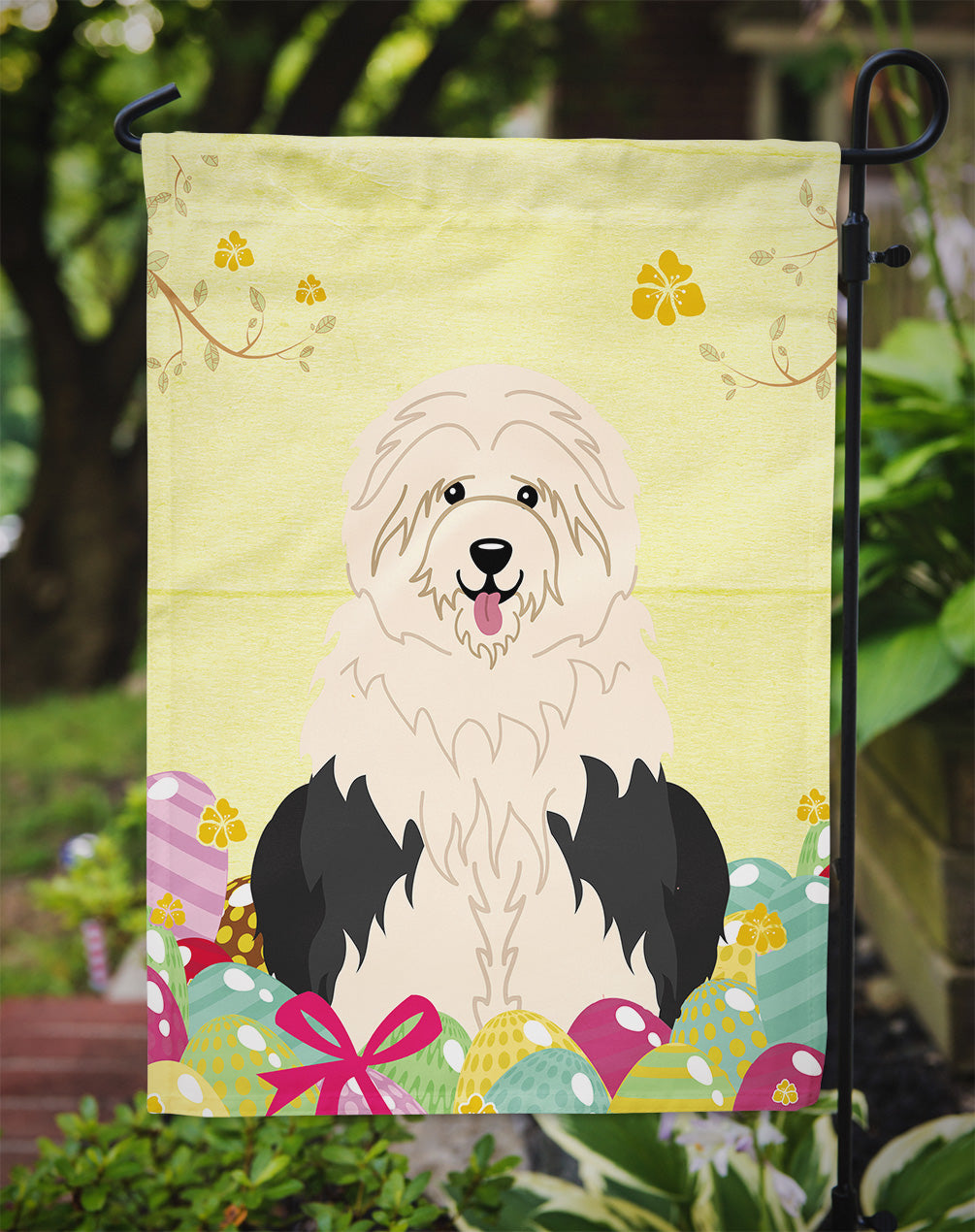 Easter Eggs Old English Sheepdog Flag Garden Size BB6096GF  the-store.com.