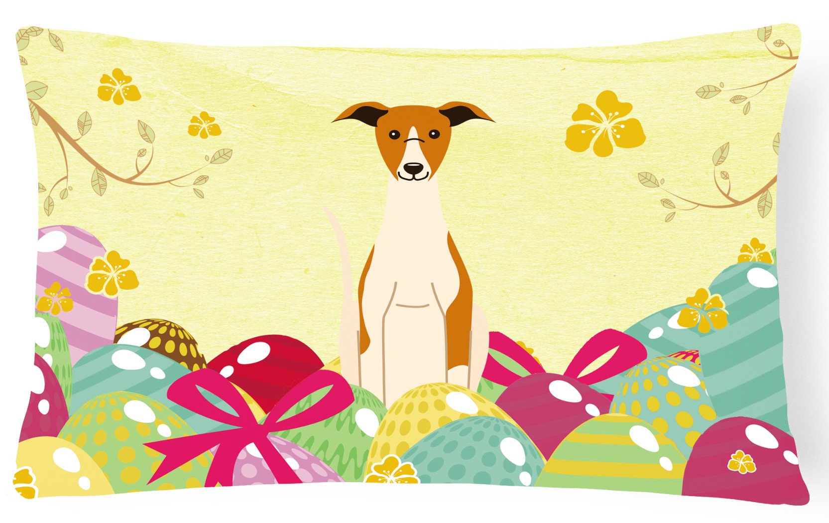 Easter Eggs Whippet Canvas Fabric Decorative Pillow BB6099PW1216 by Caroline's Treasures