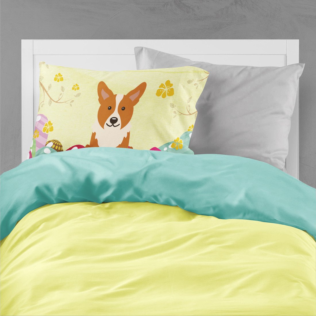 Easter Eggs Corgi Fabric Standard Pillowcase BB6100PILLOWCASE by Caroline's Treasures