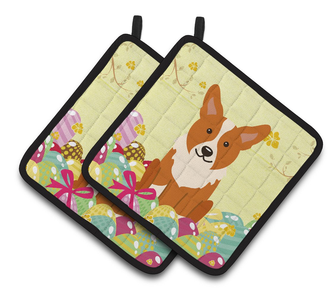 Easter Eggs Corgi Pair of Pot Holders BB6100PTHD by Caroline&#39;s Treasures