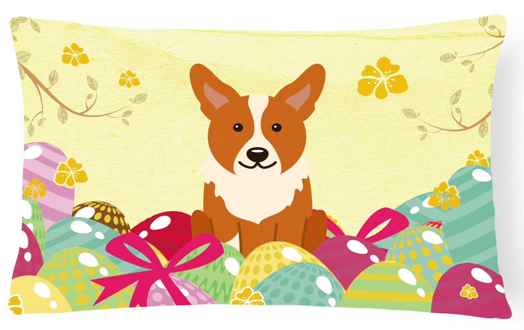 Easter Eggs Corgi Canvas Fabric Decorative Pillow BB6100PW1216 by Caroline's Treasures