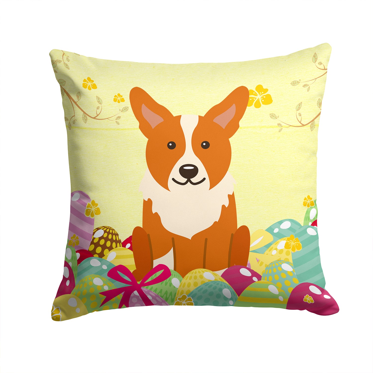 Easter Eggs Corgi Fabric Decorative Pillow BB6100PW1414 - the-store.com