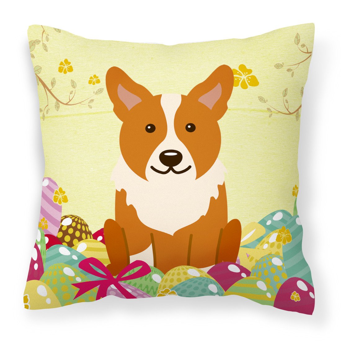 Easter Eggs Corgi Fabric Decorative Pillow BB6100PW1818 by Caroline's Treasures