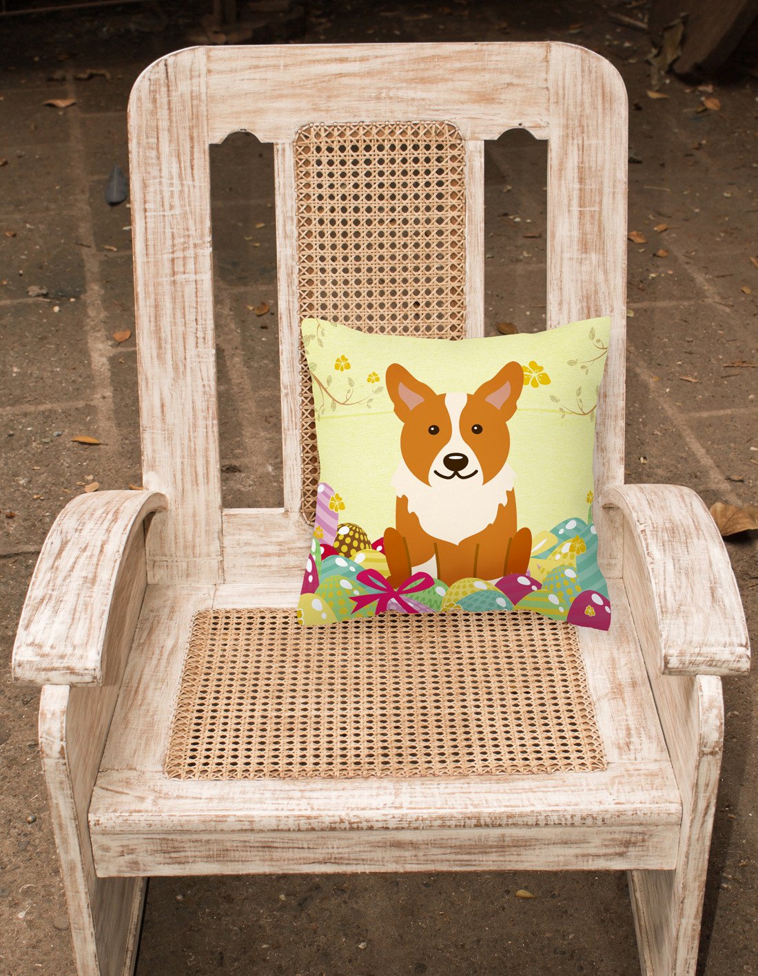 Easter Eggs Corgi Fabric Decorative Pillow BB6100PW1818 by Caroline's Treasures