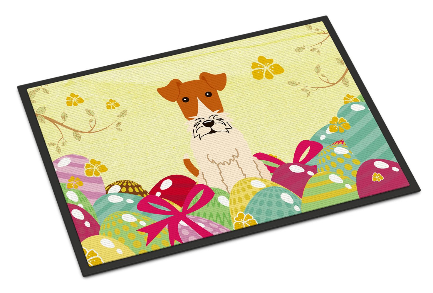 Easter Eggs Wire Fox Terrier Indoor or Outdoor Mat 24x36 BB6101JMAT by Caroline's Treasures