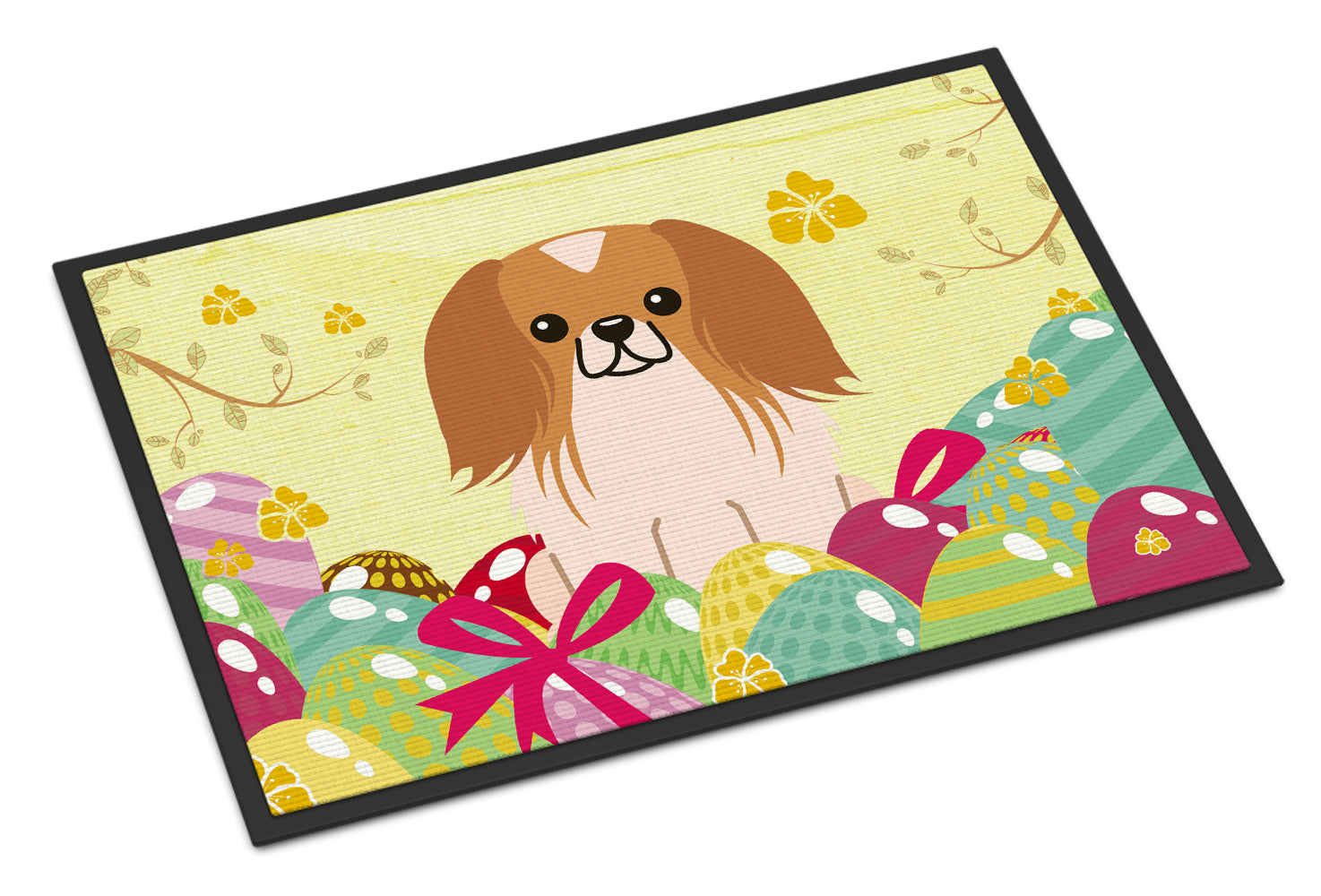 Easter Eggs Pekingnese Red White Indoor or Outdoor Mat 18x27 BB6103MAT - the-store.com