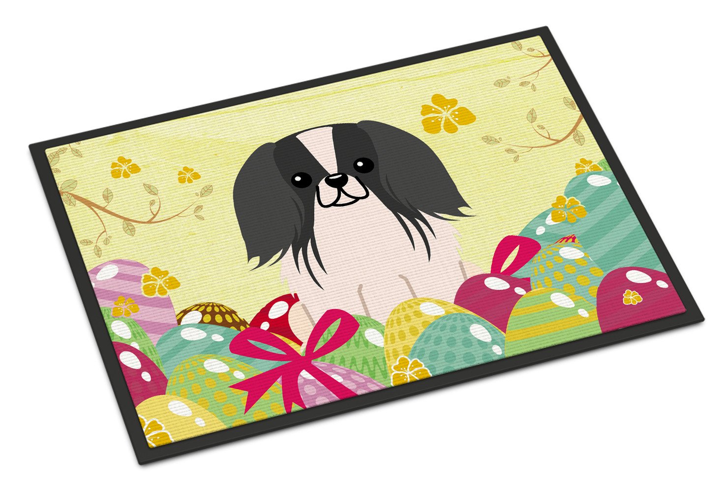 Easter Eggs Pekingnese Black White Indoor or Outdoor Mat 24x36 BB6105JMAT by Caroline's Treasures