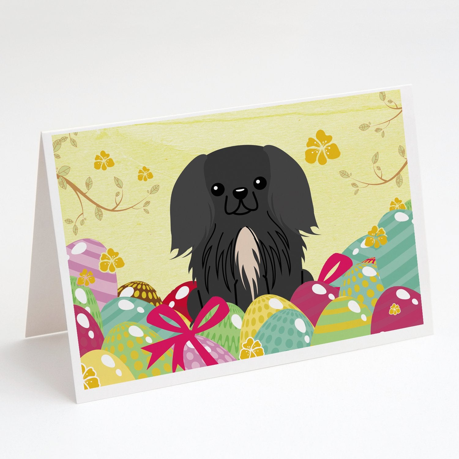 Buy this Easter Eggs Pekingese Black Greeting Cards and Envelopes Pack of 8